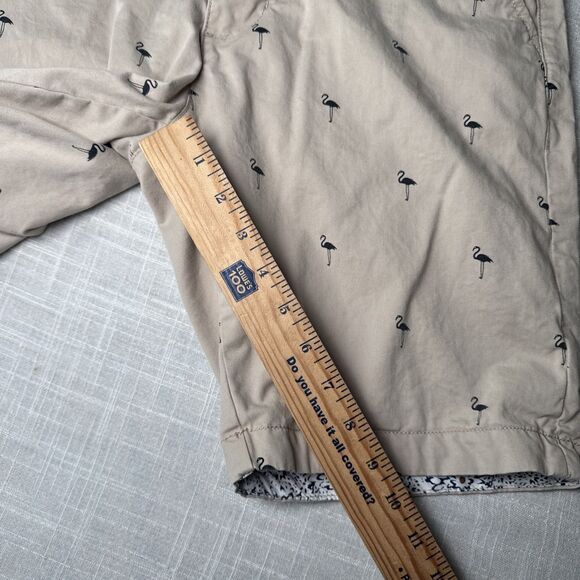 Denim & Flower Ricky Singh Shorts Mens 32 Tan Blue Flamingo Contrast Cuff Beach - Picture 7 of 9